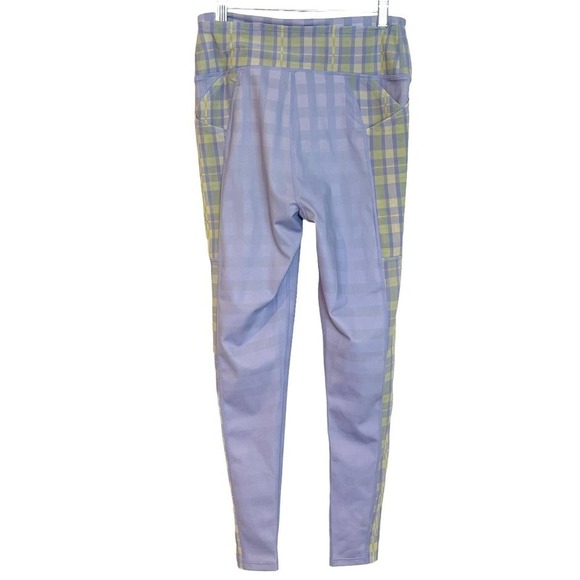 Free People FP Movement Lilac & Green Plaid Leggings Size M NWOT - Picture 5 of 12
